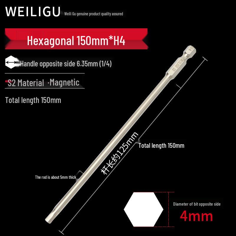 Electroplated Anti-Rust Hex Bit Set, S2 Steel, Extended Pneumatic Air Driver, Hex Socket Screwdriver.