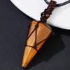 Hexagonal Cone Mesh Pendant Necklace With Natural Opal Gemstones Elegant Portable Jewelry for Women