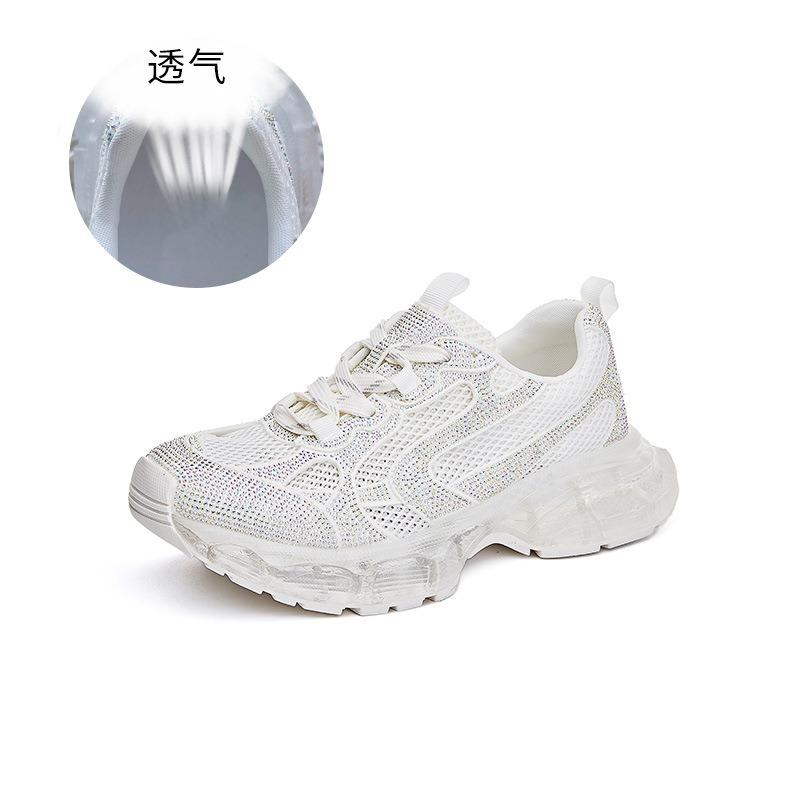 thick-soled dad shoes women's summer new breathable sports shoes women's thick-soled heightening shoes high-value rhinestone women's shoes