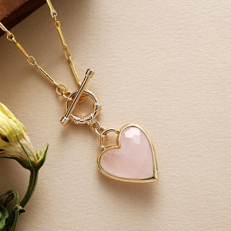 Fashion Light Luxury Simple Natural Stone Love Pendant Short Scarf Necklace Choker Jewelry Gifts