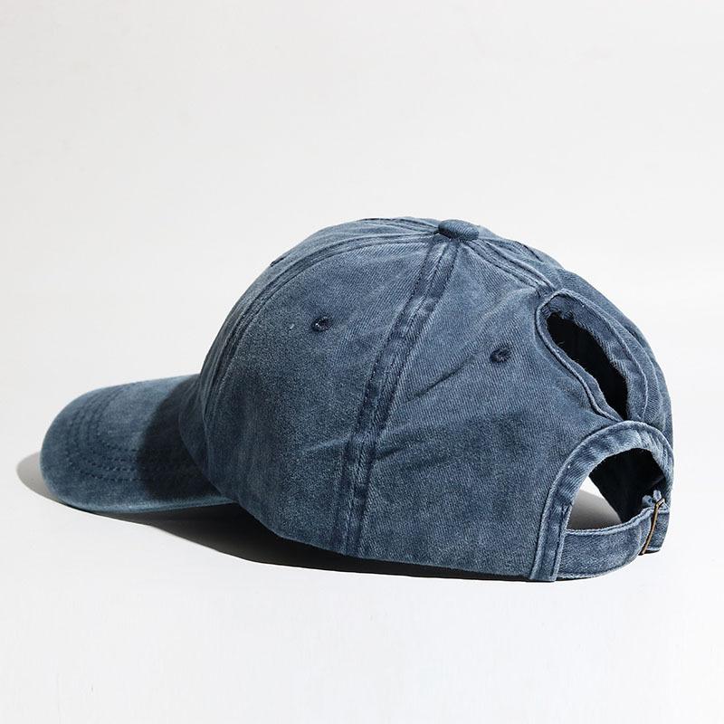Solid color ponytail baseball cap with curved brim duckbill cap for spring and summer women's outdoor sports sun hat