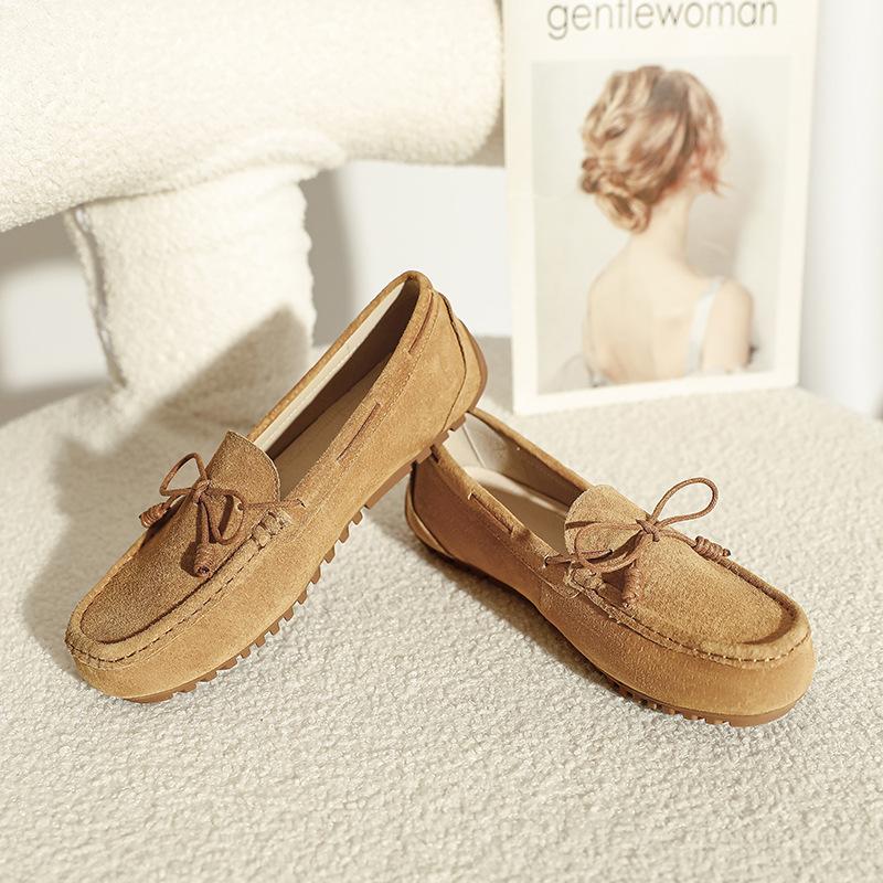 

OZEZZG Doudou shoes women s spring new leather shallow mouth breathable single shoes pregnant women non-slip soft sole one pedal 40