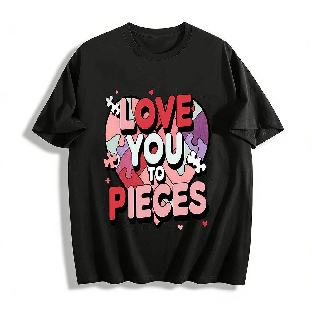 

Love You To Pieces Puzzle Heart Graphic Casual Couple T-Shirt Pure cotton T-shirt XXS