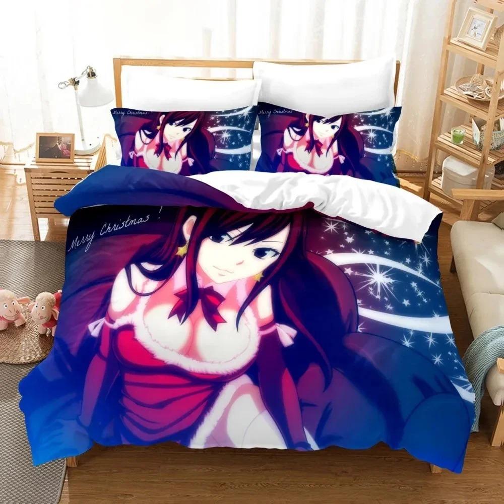 3D Print Fairy Tail Anime Bedding Set Duvet Cover Pillowcase Comforter King Queen Size Boys Adult Bedding