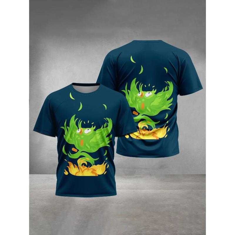 3D-gedruckte Herrenbekleidung Herren Damen Allgemeine Outdoor-Bekleidung Geeignet für Cartoon Duolingo Herren Bequemes T-Shirt Oberteile