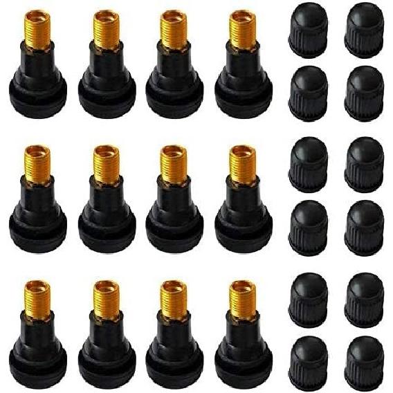 12 Pieces Snap-in Rubber Tire Valve Stems TR412 11.5mm 0.453 Inch with High Temperature Brass Valve Cores Tyre Valve Stems for Tubeless Rim Holes on