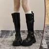 Long Boots  Autumn New Item Thick Sole Versatile Height Increasing Lapel Knight Boots For Women