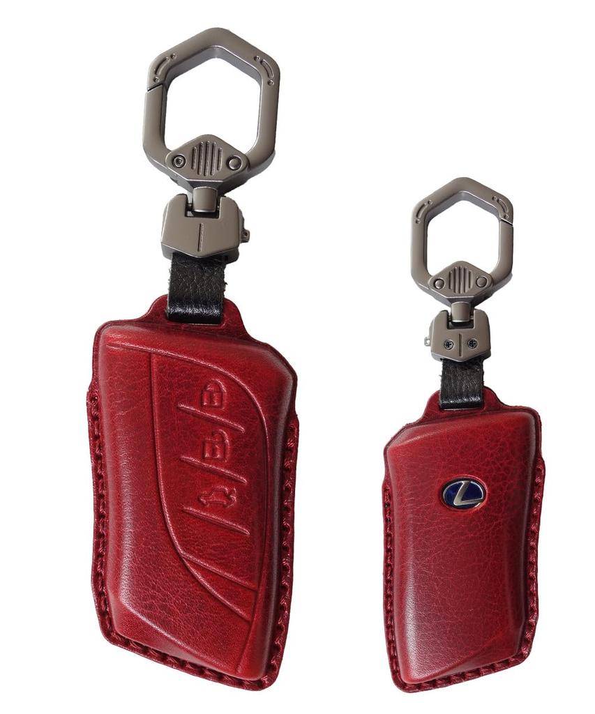 MKMC Lexus Smart Key Leather Key Cover for LM Case, LBX, UX, RX, NX, LS, IS, LC, ES, LX, RZ, (Coffee)