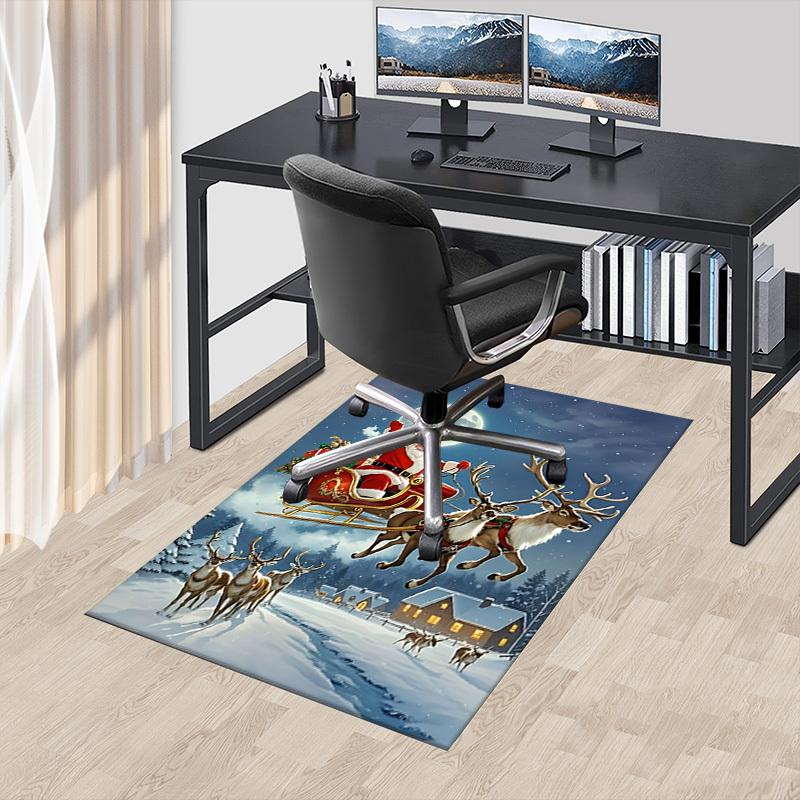 1pc Santa Claus, reindeer sleigh Carpet Office Rug Outdoor Mat Home Decor Area Carpet Festival Gift