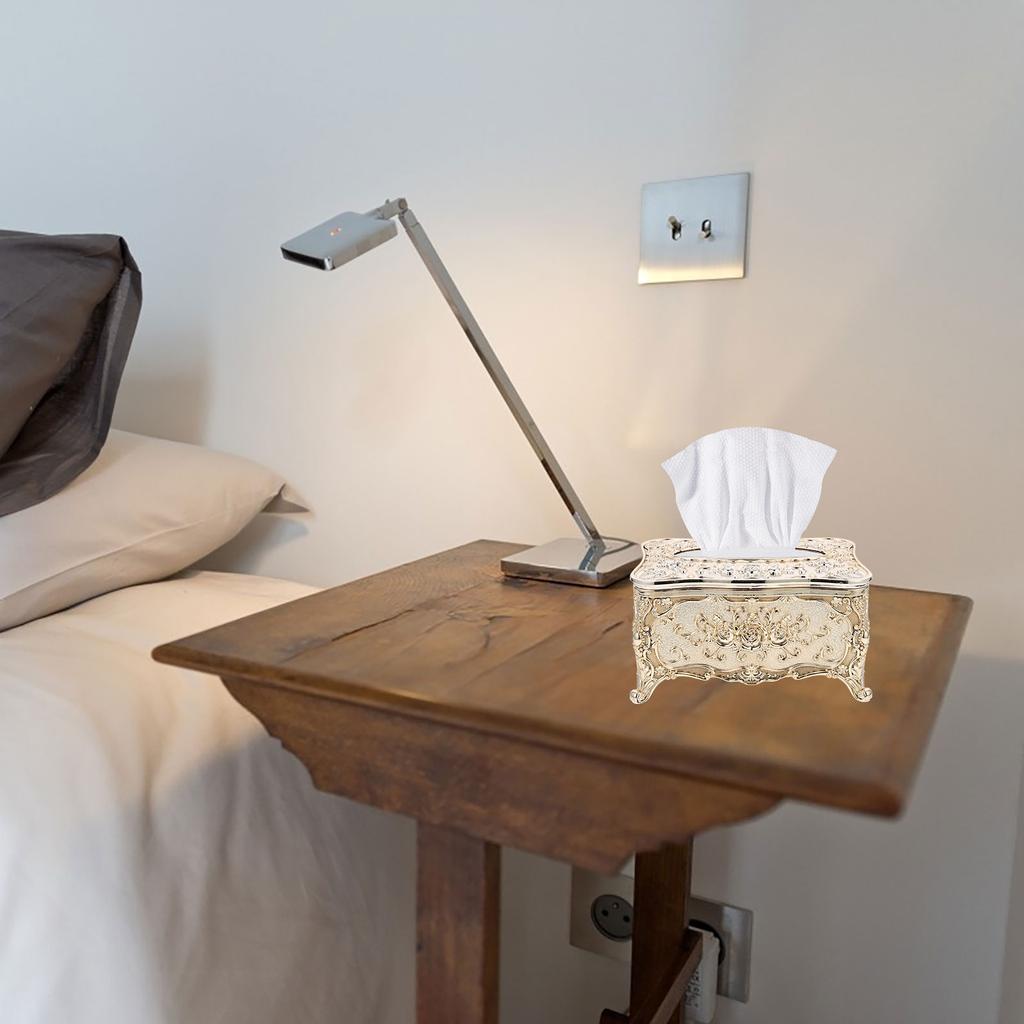 Luxury Gold Plated Tissue Box Retro Style Acrylic Napkin Holder for Living Room Office Decor Vintage Paper Towel Dispenser
