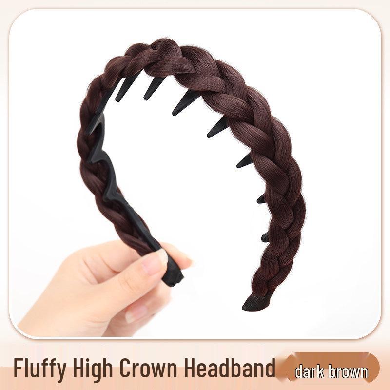 Korean Style Braided Non-Slip Wig Headband - High Volume Forest Design Hair Accessory