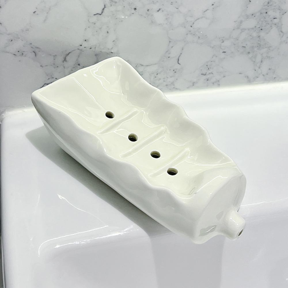 

Self Draining Soap Box Keep Soap Bars Dry Soap Drain Rack Soap Container Ceramic Soap Dish Hotel белый