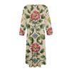 Women's Loose Casual And Fashionable Round Neck Seven Quarter Sleeved Printed Mid Length Dress