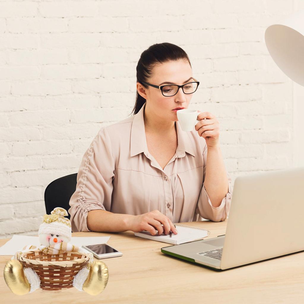 1pc Christmas Candy Baskets Cute Storage Containers Kids Bamboo Desktop Decor Kitchen Holiday Decoration Supplies