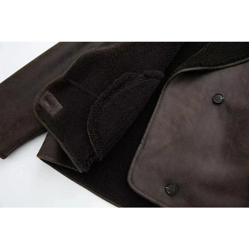 Cappotto di Velluto da Donna Caldo Giacca Primavera e Inverno Larga Casual Collo in Ecopelle Moda Abbigliamento Donna