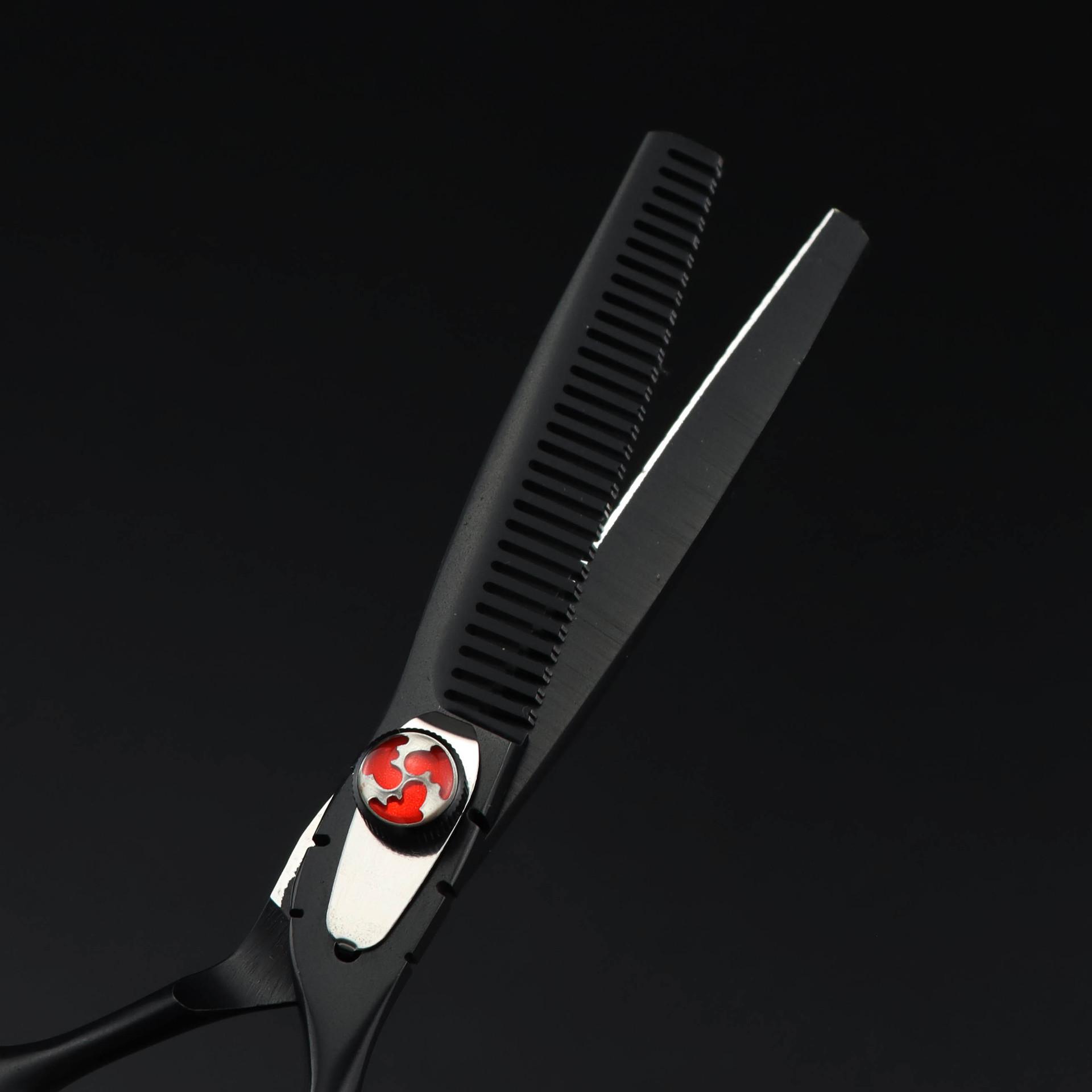 

6.0 Colorful Baked Paint Hairdressing Scissors Set: Straight, Serrated, Thinning Shears for Barbering.