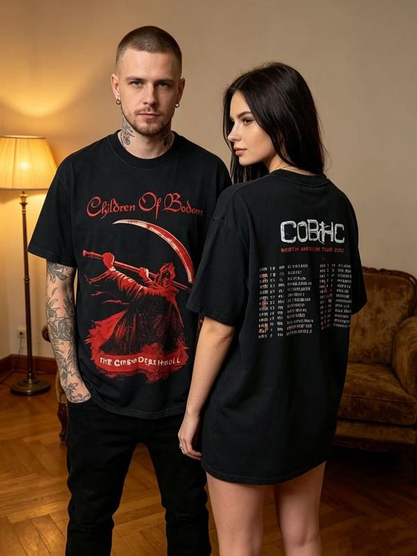Unisex shirt Cotton Oversize Large Size New New 2004 Children Of Bodom Tour T-Shirt Death Metal Band Tee Reprint Size S-5XL Unisex Shirt