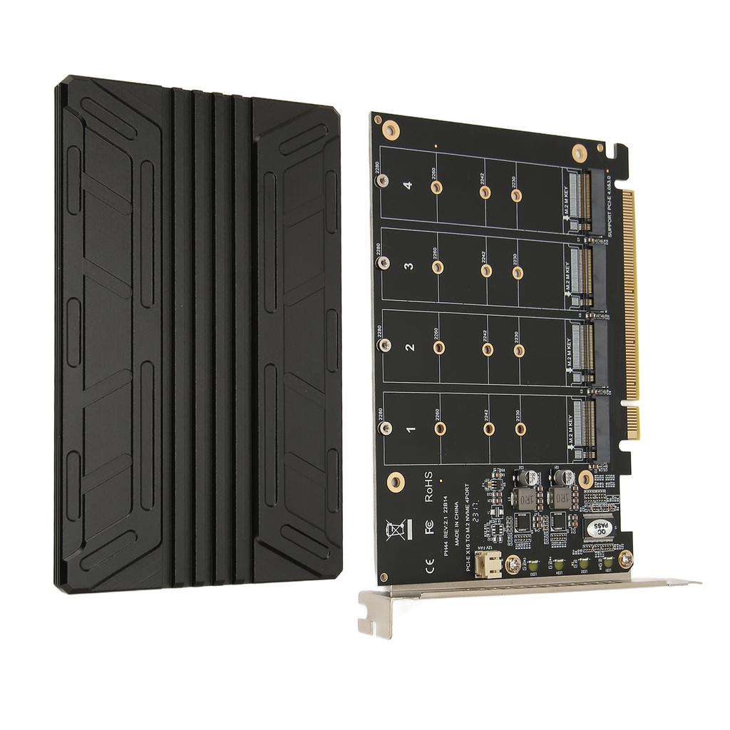 Quad M.2 NVME To PCIe Adapter 32Gbps Thickened Stable Aluminum Alloy Quad PCIe 4.0 To NVMe Card for Computer Expansion