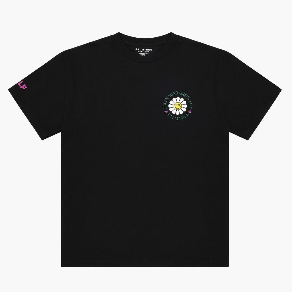 Palm Tree Golf Rounding Flower Short Sleeve T-Shirt Black Xl