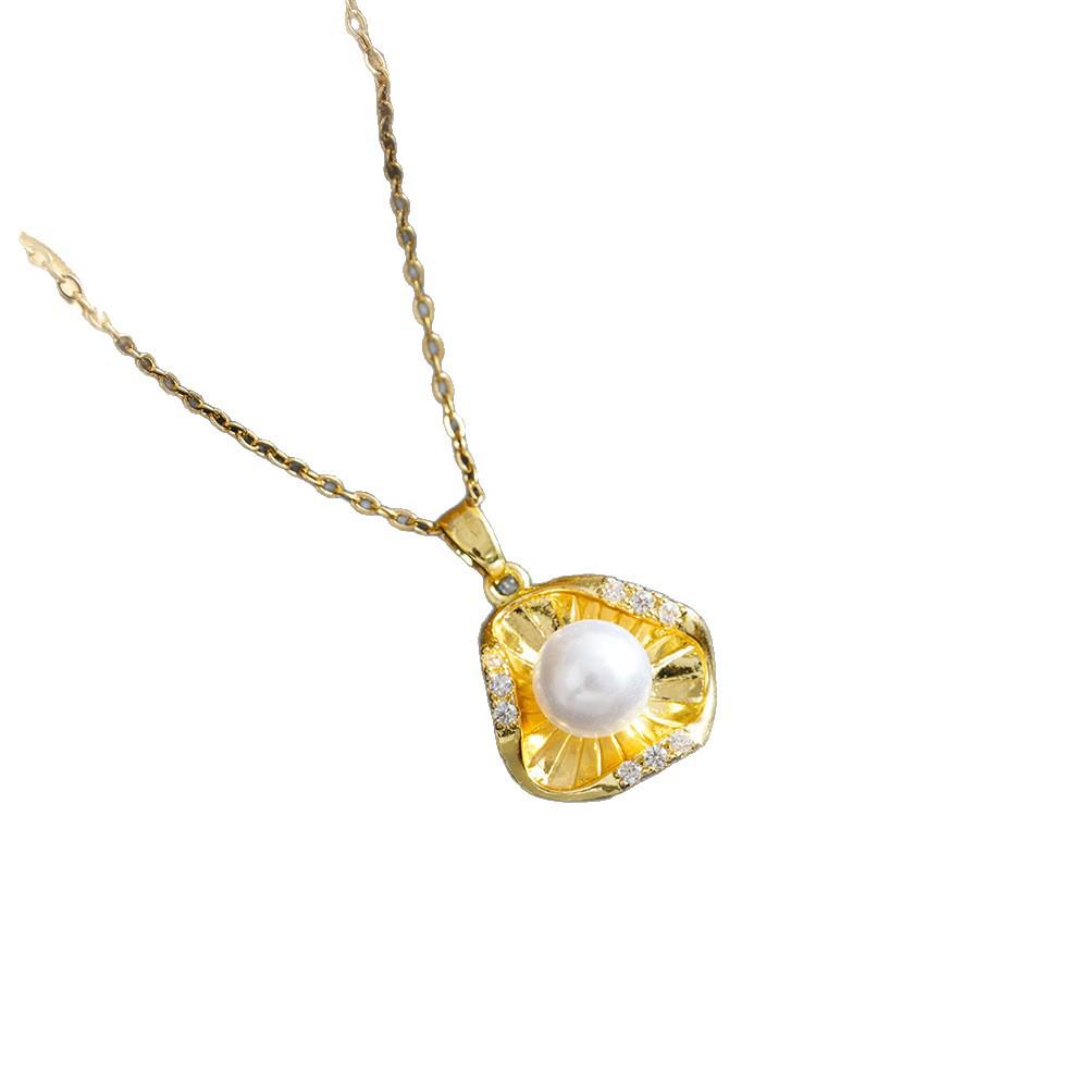 2026 Elegant Chinese Style Pearl & Zircon Flower Necklace - Luxury Versatile Clavicle Chain