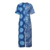 Women Plus Size O-Neck Short Sleeve Polka Dot Print Long Wide Leg Jumpsuits