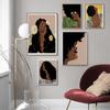African Art Black Woman Painting Canvas Black Girl With Tropical Monstera Leaves Posters and Prints Boho Wall Art Pictures