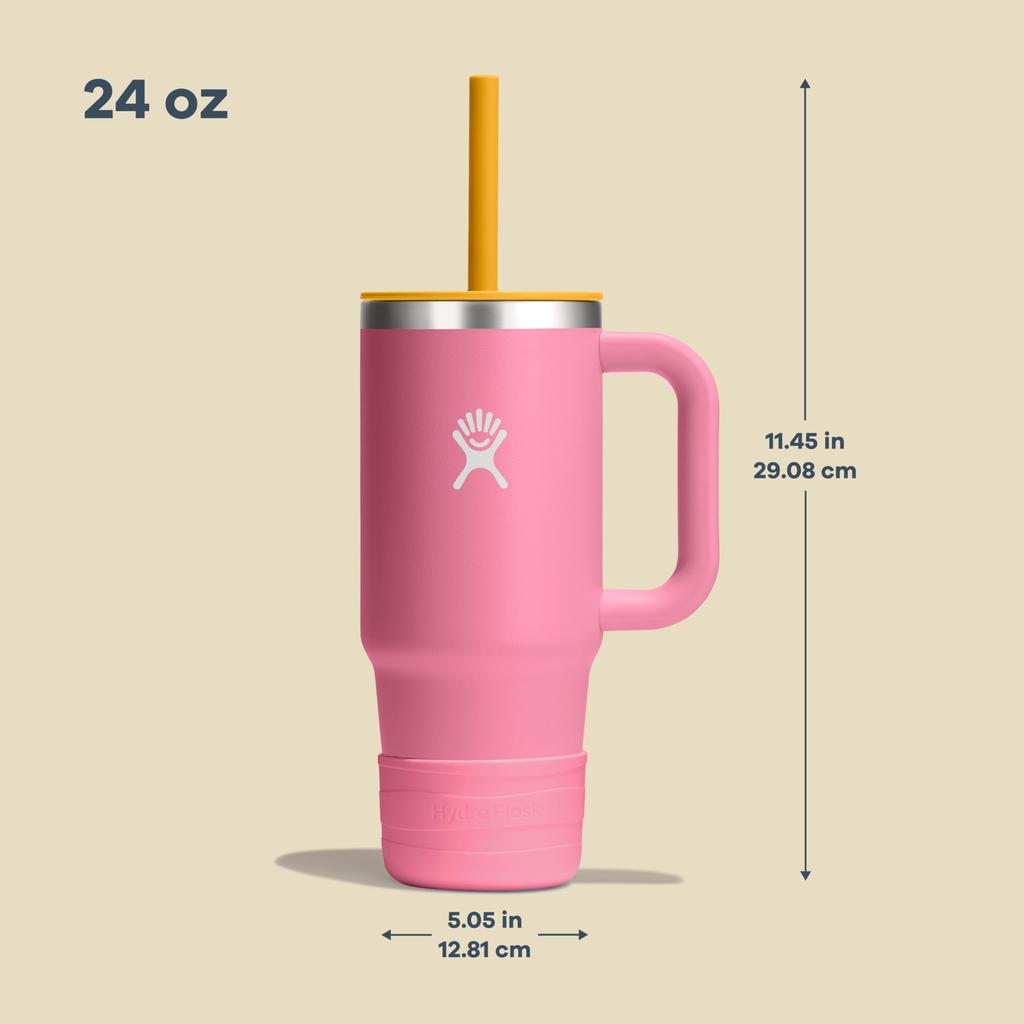 Stainless Steel Kids Tumbler with Straw, 24oz (709ml), Dahlia Design, Insulated Water Bottle (Official Japanese Product)