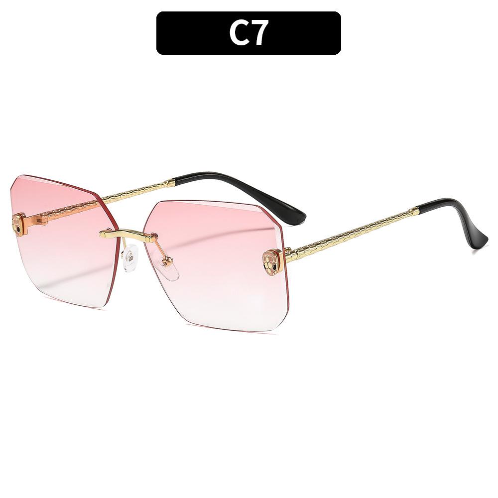 Women's Sunglasses, Men's and Women's Fashion Square Rimless Sunglasses, Large Frame Sunglasses