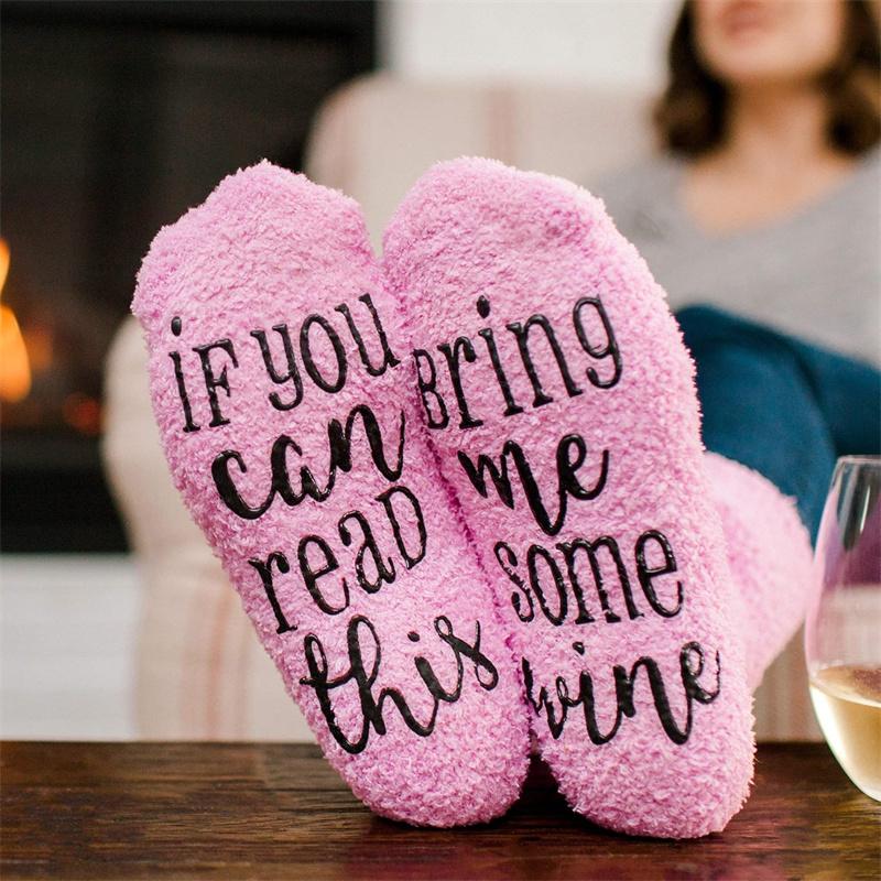 Luxury Fuzzy Wine Socks In Cupcake Gift Packaging Women Winter Fuzzy Plush Slipper Crew Socks Funny Accessory Present for Wife
