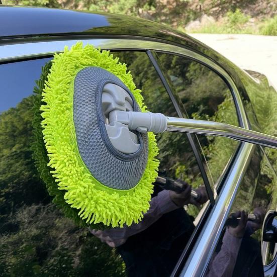 Car Cleaning Brush with Long Pole 360 Degrees Rotating Head Microfiber Brush Telescopic Handle Automotive Cleaning Mop Tools