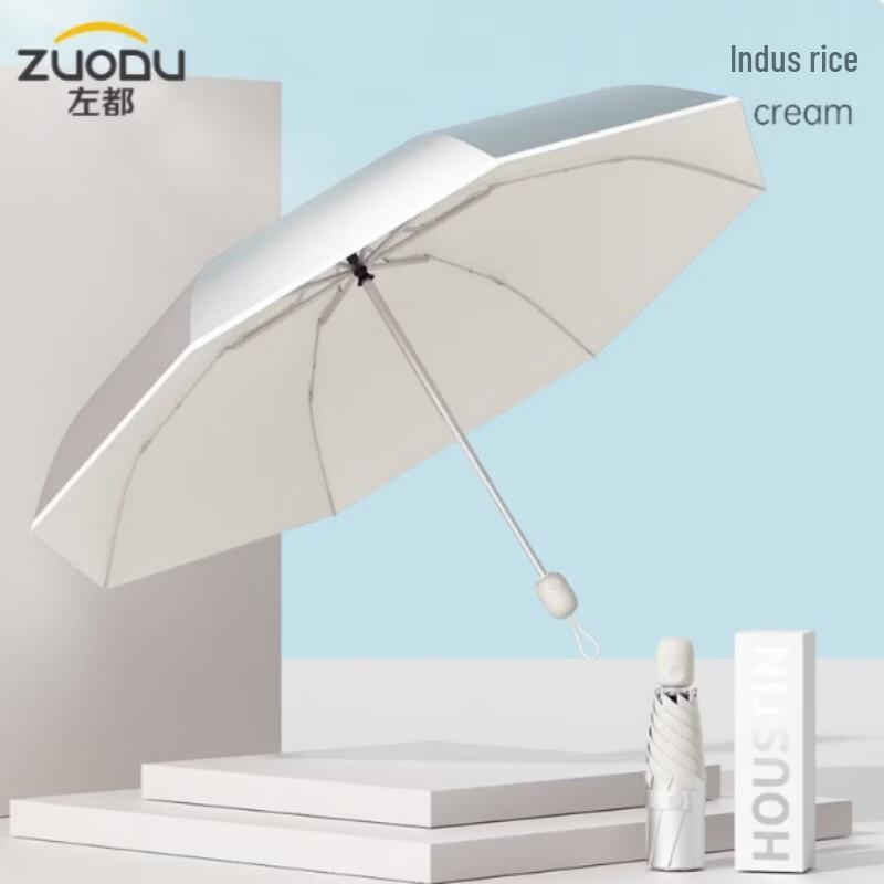 ZUODU Compact Automatic Titanium Silver Sun Umbrella