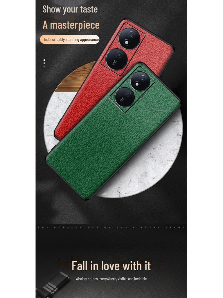 Honor Play 50 Rindsleder-Lederhülle mit Litschi-Muster - Schutzhülle für Play 50Plus