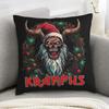 1pc Pillowcase, Krampus And Santa Claus Retro Pillowcase, Soft Smooth Touch Polyester Short Plush Fabric, Single-Sided Printed Pattern, 45Cm X 45Cm/18