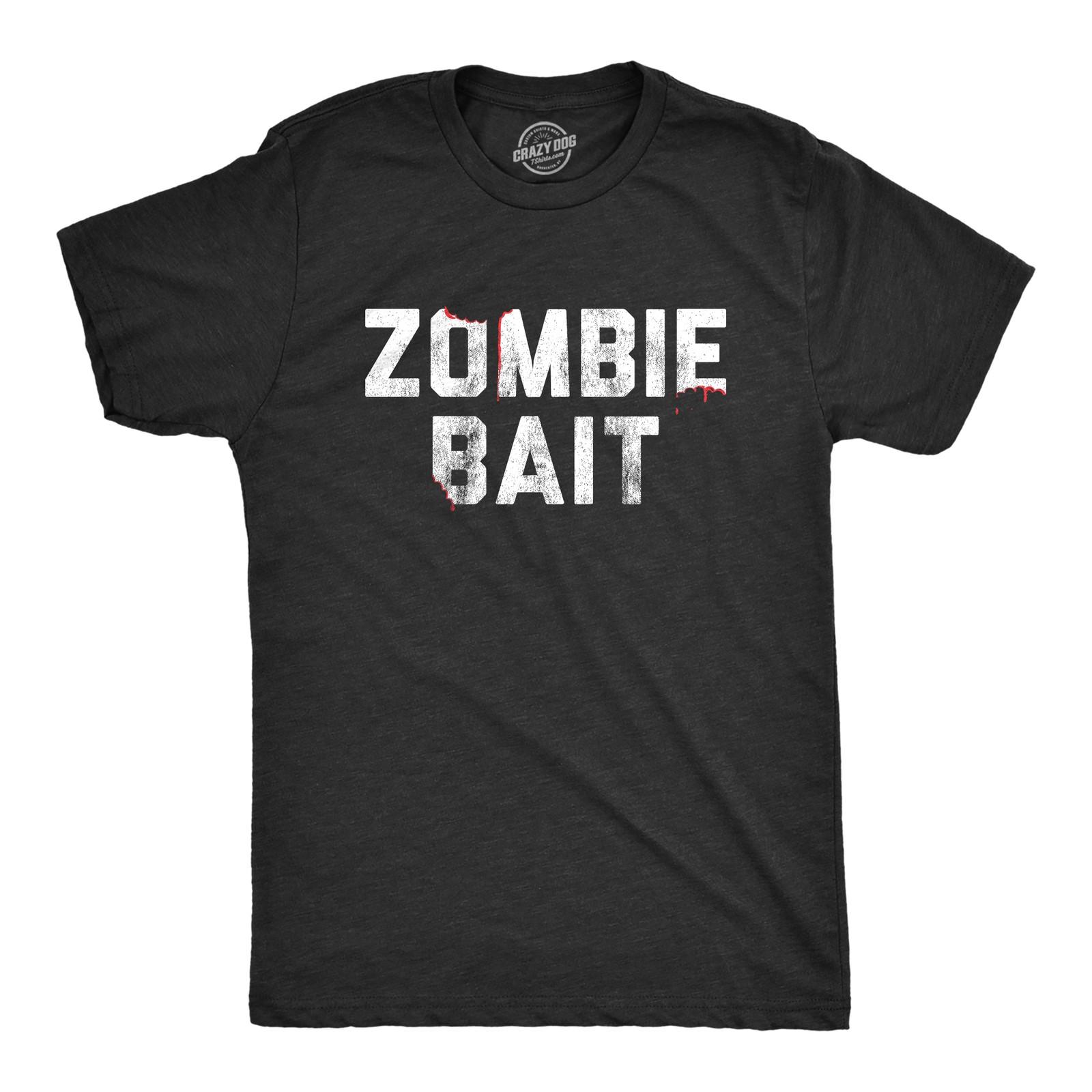 Mens Zombie Bait T shirt Funny Undead Gas Mask Apocalypse Graphic Novelty Tee S разноцветный