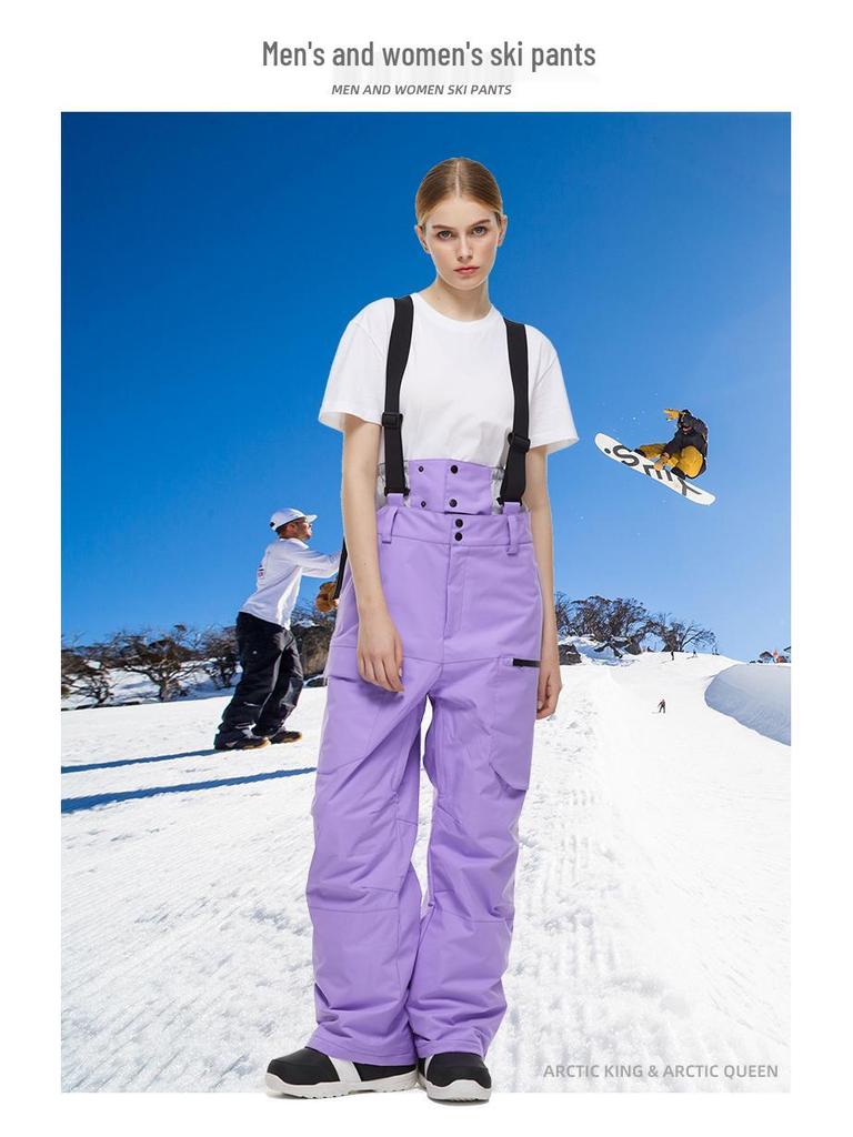 Ski Pants with Suspenders for Men & Women: Windproof, Waterproof, Warm, Thickened for Winter Snowboarding & Skiing