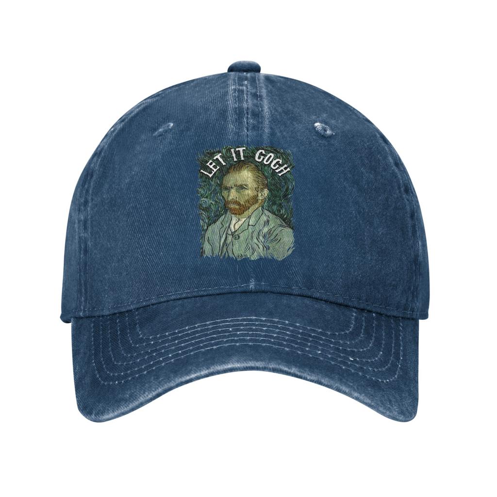 Let it Gogh Funny Vincent Van Gogh Starry Night Unstructured Baseball Cap Painting Distressed Cotton Hat Adjustable Snapback