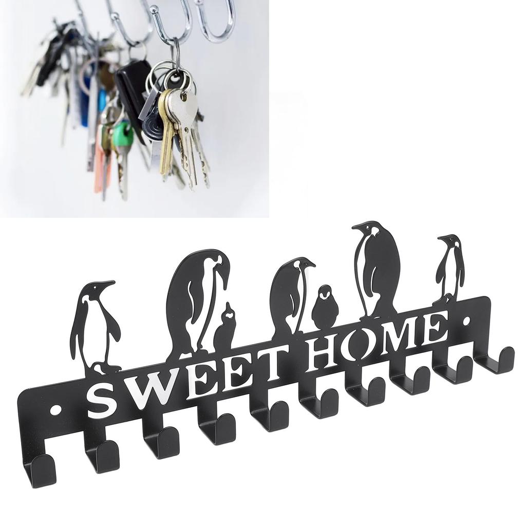 Key Holder Hooks Organizer Hanger Rack Wall Mounted with Screws Anchors Home Metal Decor for Entryway Front Door Hallway