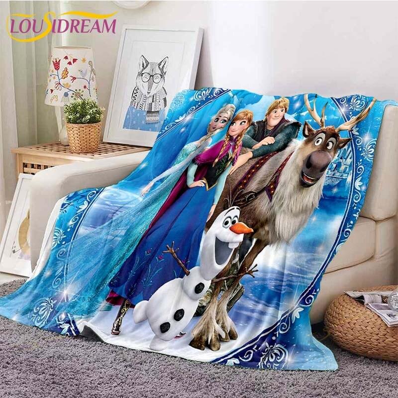 3D Cartoon Frozen Blanket Ultra Lightweight Soft Plush Flannel Throws Blanket for Sofa Bed Couch Best Office Gifts