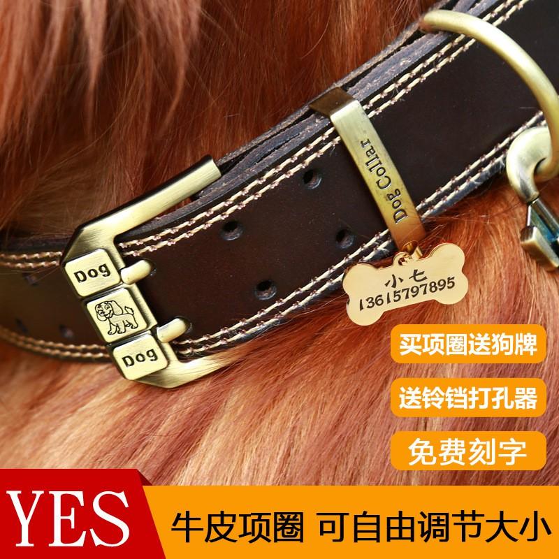 Genuine Leather Dog Collar Small Medium Large Dogs - Adjustable Durable Pet