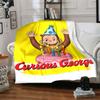 1pc Curious George (4) Blanket, Gift, for Men and Women, Soft Blanket, Good for Sofa Bed Couch Travel, Lightweight Flannel Blanket