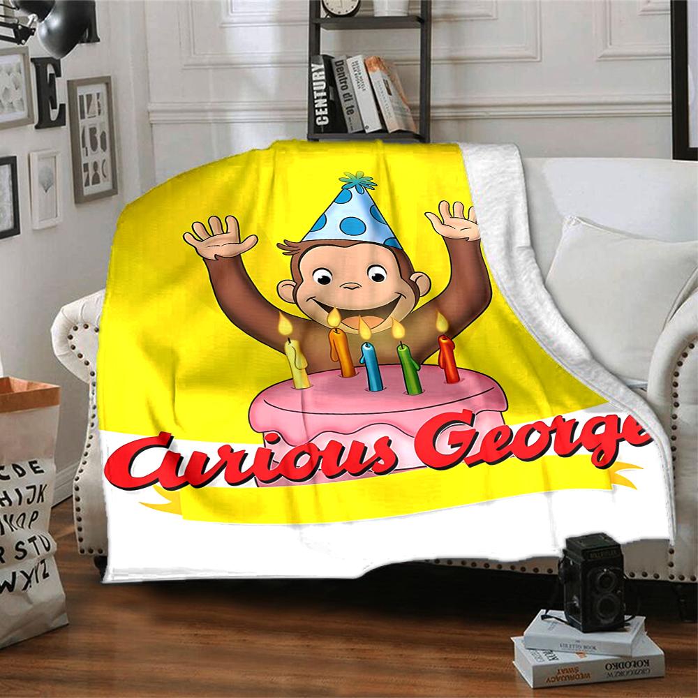 1pc Curious George (4) Blanket, Gift, for Men and Women, Soft Blanket, Good for Sofa Bed Couch Travel, Lightweight Flannel Blanket
