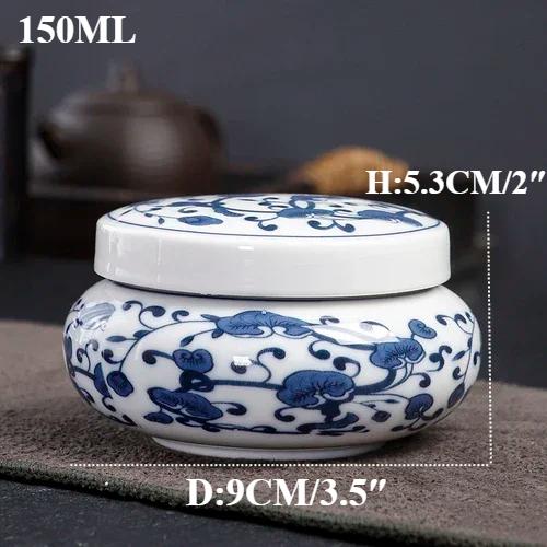 1pcs blue and white porcelain Retro ceramics Sealed tank Rouge box Fragrant powder Ointment cosmetics tea container  tea jar