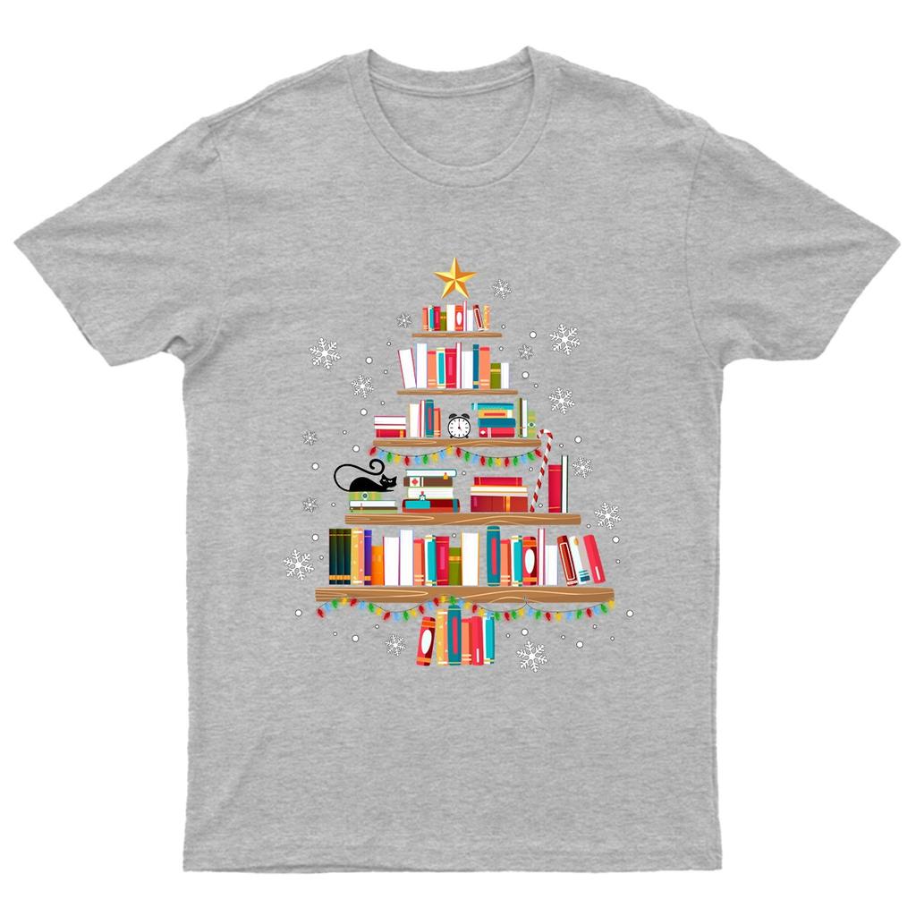Bookshelf Christmas Reading Holidays TShirt Unisex Gift Retro Funny Unisexs