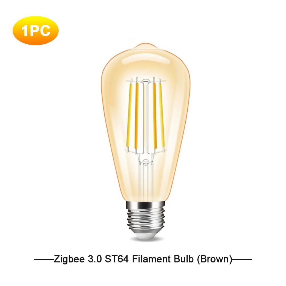 

AC220V Zigbee 3.0 Vintage Style LED Filament Bulb Lamp ST64 E27 7W Pro Dual-White Bulb Light Smart Wifi APP Alexa Voice Control AC 220-240V