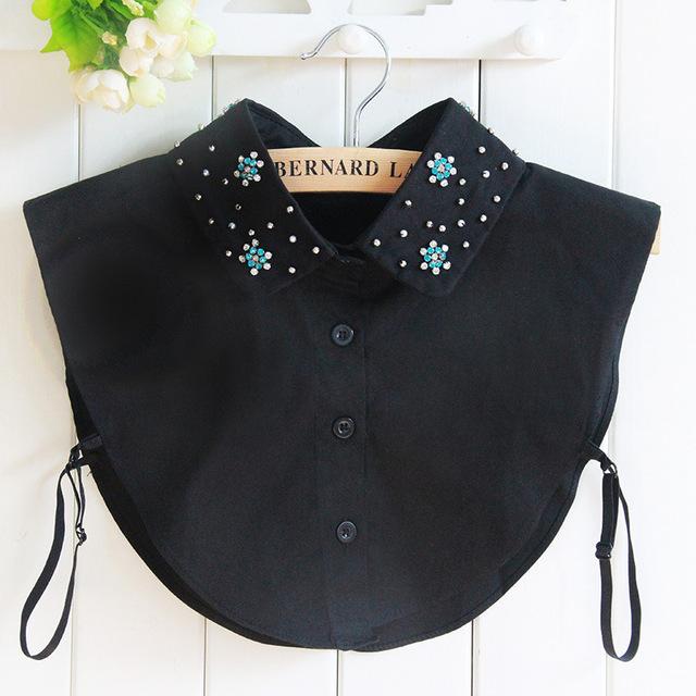 22 Styles White/Black Women Fake Collar Shinny Beaded Detachable Collars Half Shirt Blouse Sweater False Collars Female Faux Col