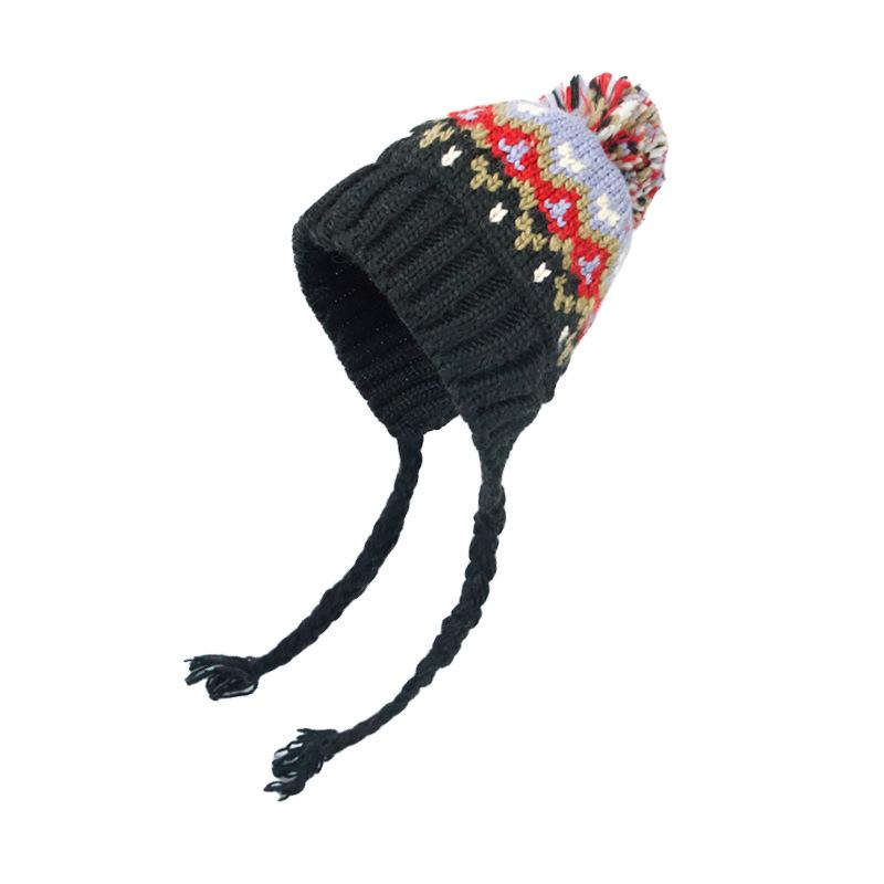 Korean Version of Children's Hats Autumn and Winter Girls Wool Hats Knitted Colored Hairballs Baby Ear Hats Boys Warm Winter