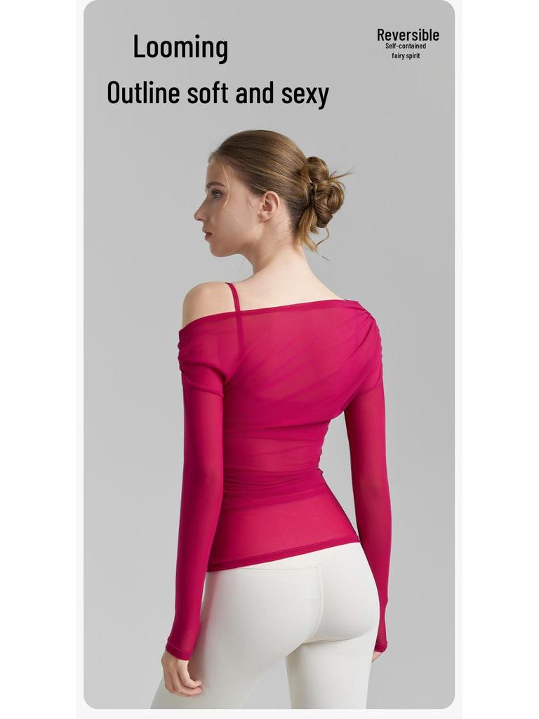 Autumn Yoga Set: Women's High-End Lycra Mesh Two-Piece with No-Show Seams