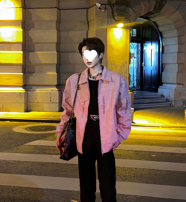 Korean Style Men's Vintage American Leather Biker Jacket - High-End Short for Spring & Autumn