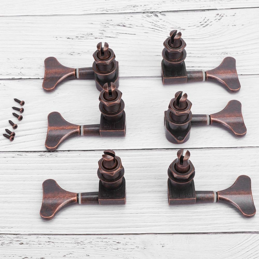6PCS Fishtail Shaped Bass Tuning Key Pegs Metal Bass Parts Bass Tuners  Electric Bass Guitar