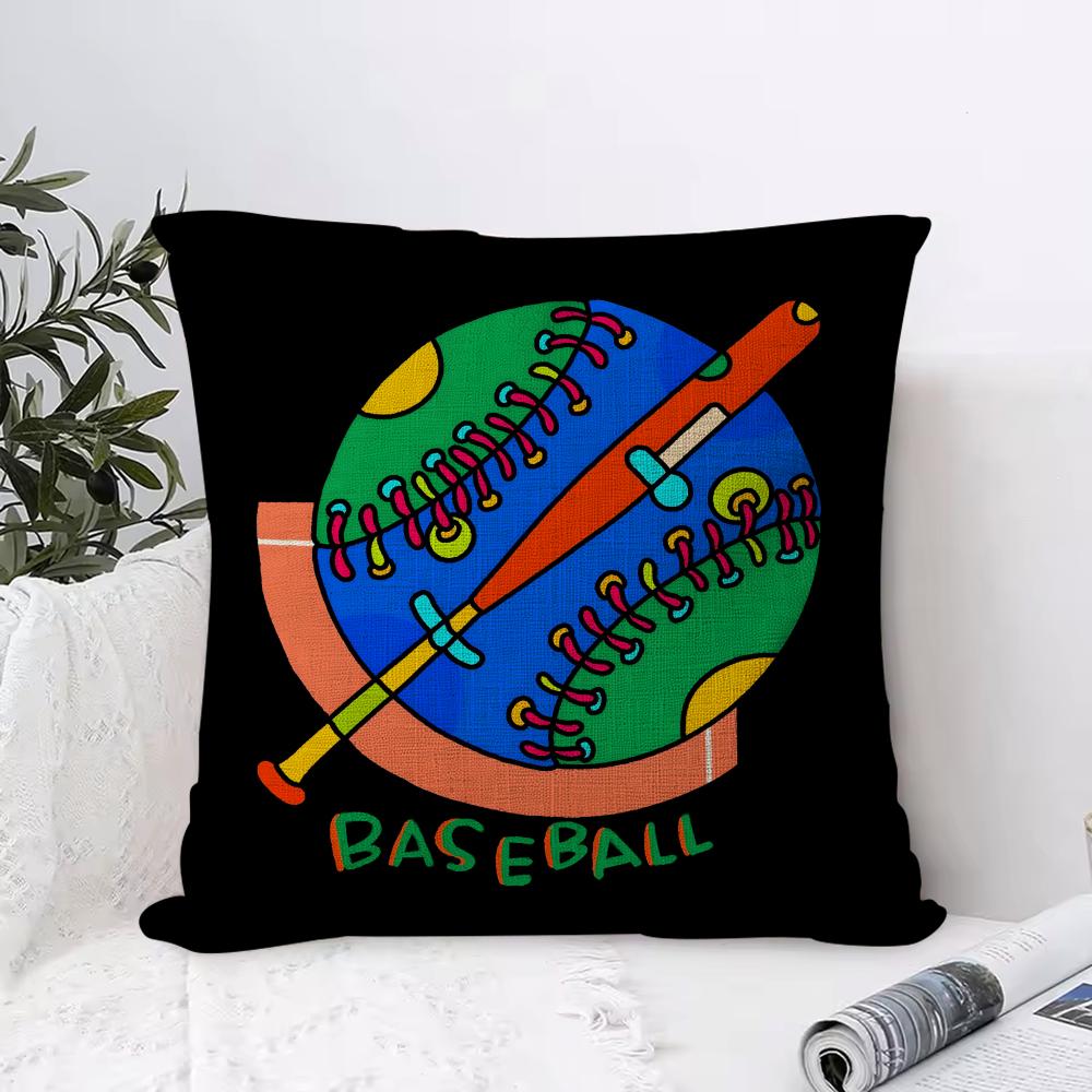 Ball Sports Doodles Cushion Cover Eco Linen Pillow Case DoubleSided Print Breathable Durable Zipper Home Decor Gift
